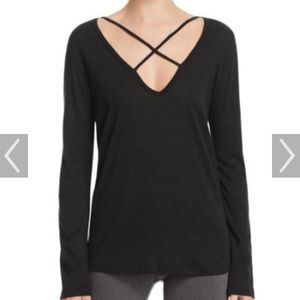 LNA Black Cross Strap Long Sleeve Tee